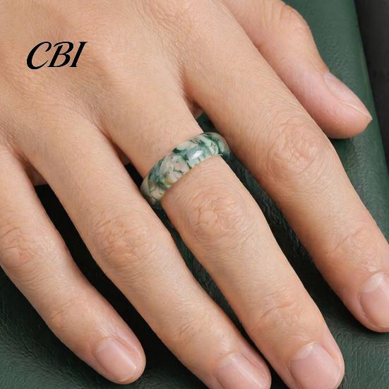 Hypoallergener Fingerring Falscher Natürlicher Moosachat Ring, Falscher Edelstein Statement Heilende Naturinspirierte Schmuckstein für Männer Frauen Band