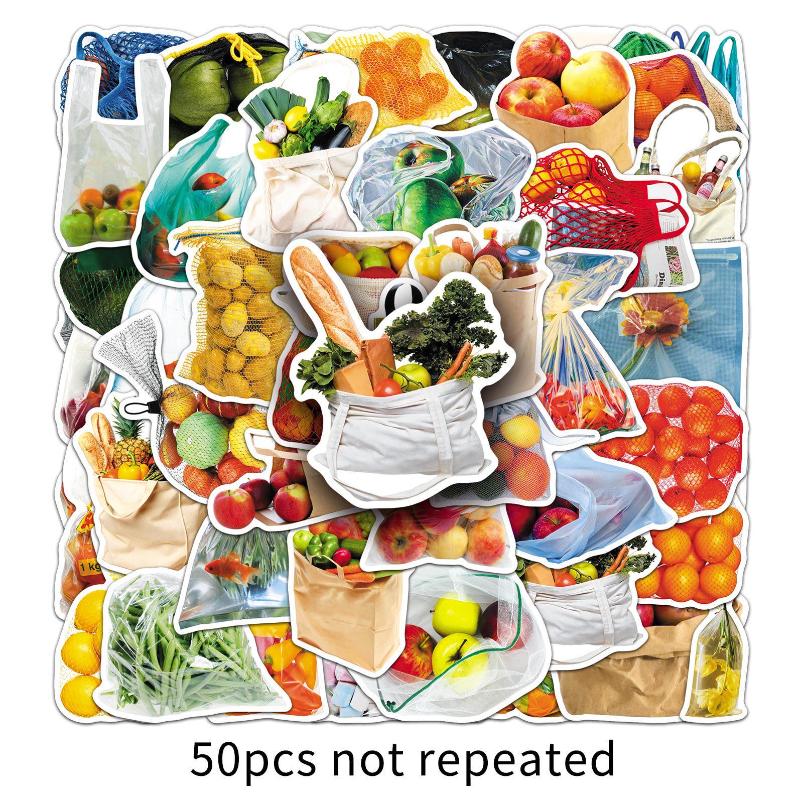

50 Waterproof Food Stickers: Realistic, Personalized, Creative for Journals, Stationery, Desktops, or Refrigerators