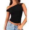 Dámské od ramene Bez rukávů Pevné Sexy Roztomilé tričko Slim Fit Upnuté tričko Crop-Top tílko