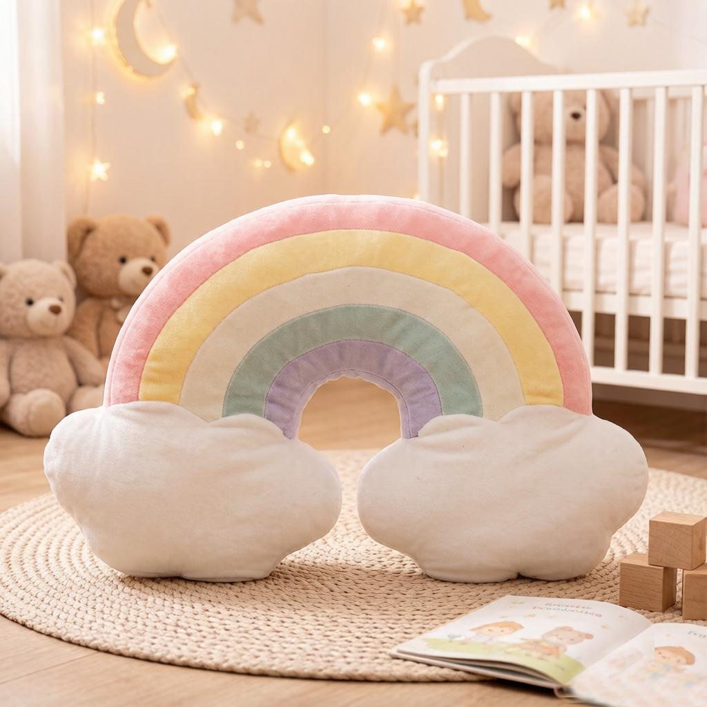 55x33cm Fantastic Ultra Soft Rainbow Plush Pillow Stuffed Sky Pillow Pink Red Decoration for Sofa Chair