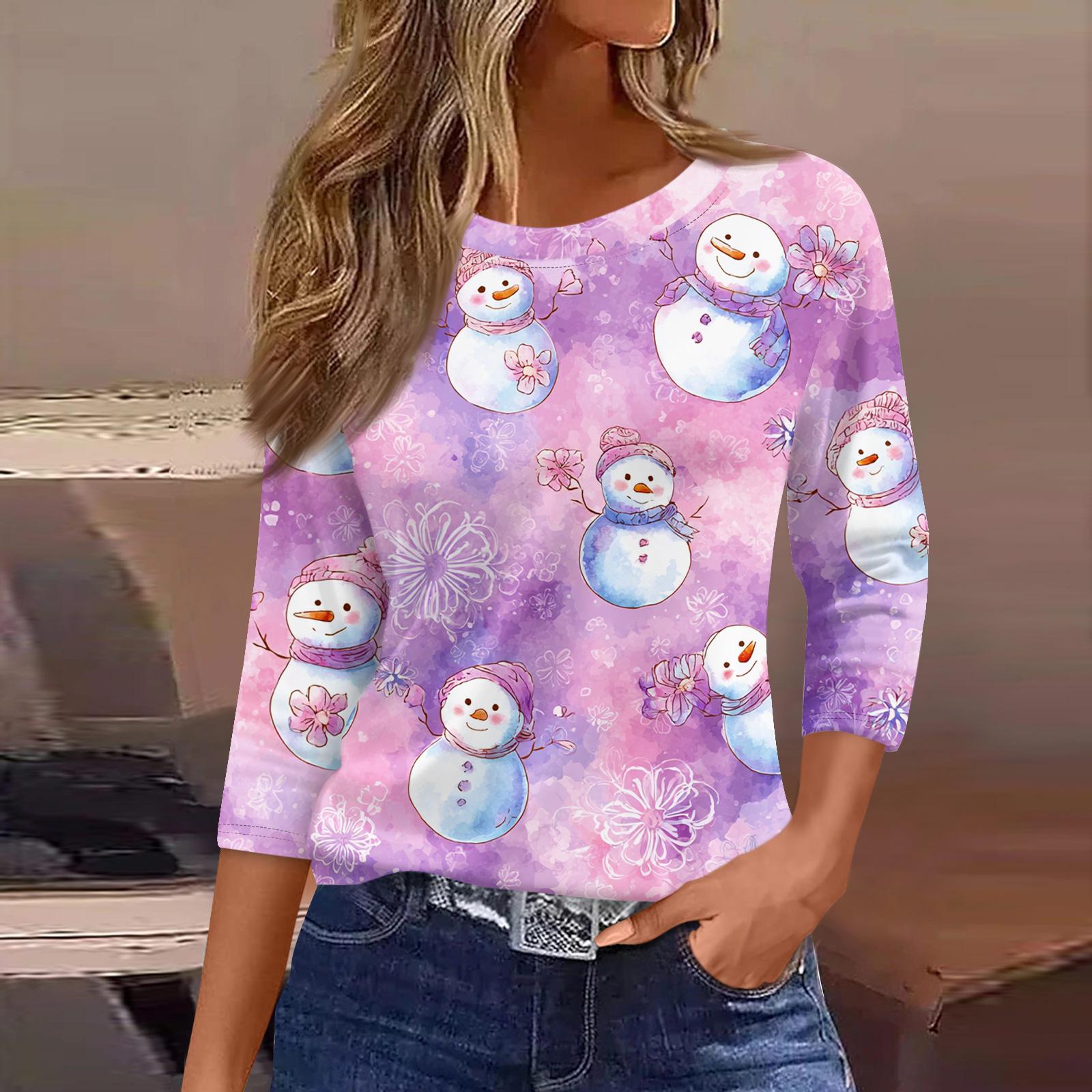 

Женские топы с рукавами 3/4, цветочный принт, винтажная мода, повседневные свободные рубашки с круглым вырезом больших размеров S