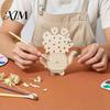 Hollow Base Decor Wooden Teapot Shape Flower Holder, Natural Wood Floral Display Stand, DIY Home Soft Furnishing Blank Vase for Artificial Arrangement