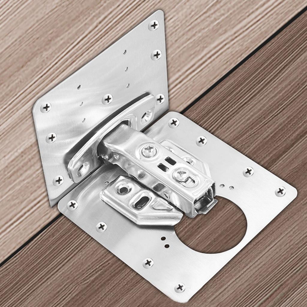 1/4Pcs Stainless Steel Cabinet Door Hinge Repair Plate for Furniture Reinforcement Mounting for Both Side Damage Fixed