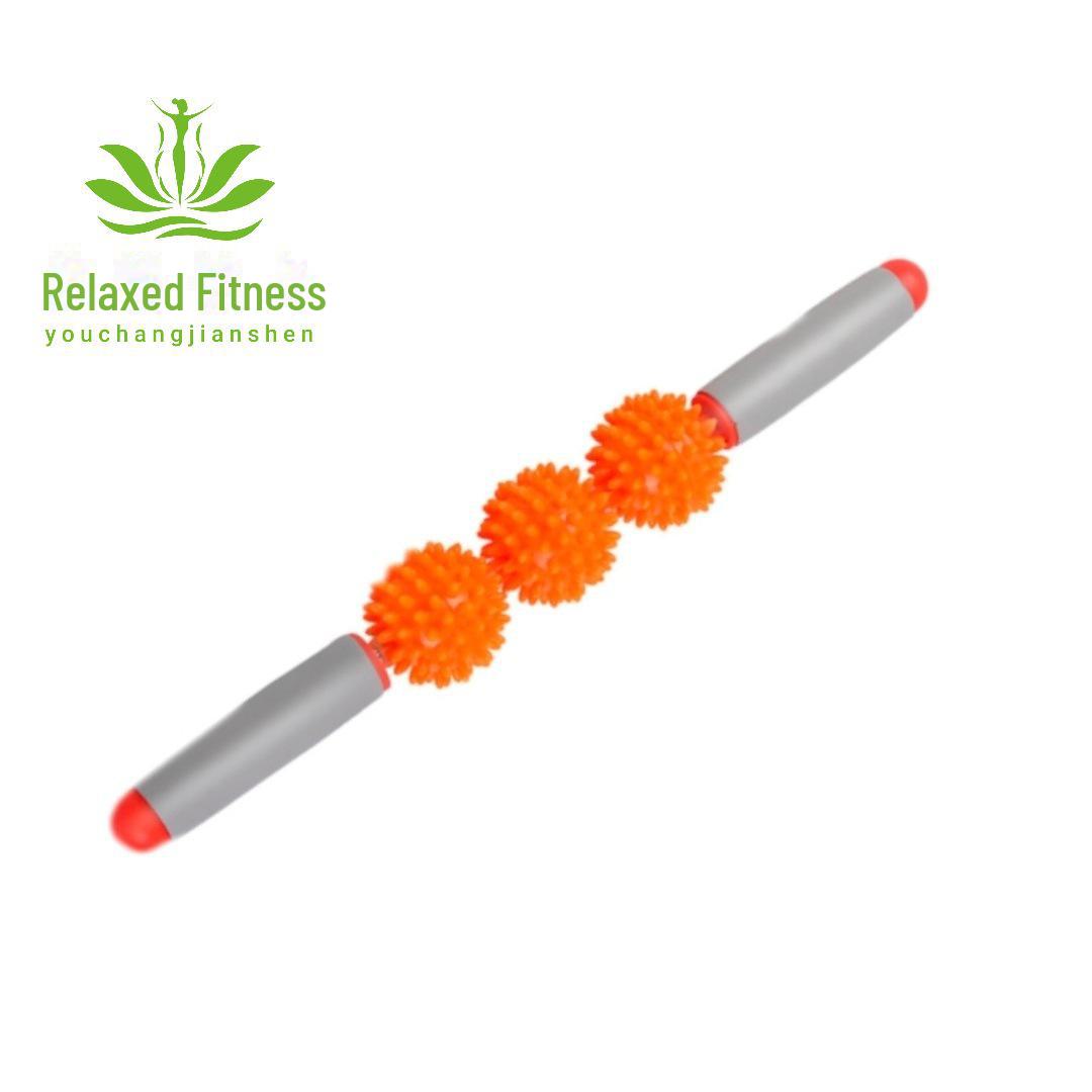 

Массажный ролик «Ежик»: Йога-фитнес-палка с шипами для расслабления мышц (Варианты с 3 или 5 мячами) three balls оранжевый