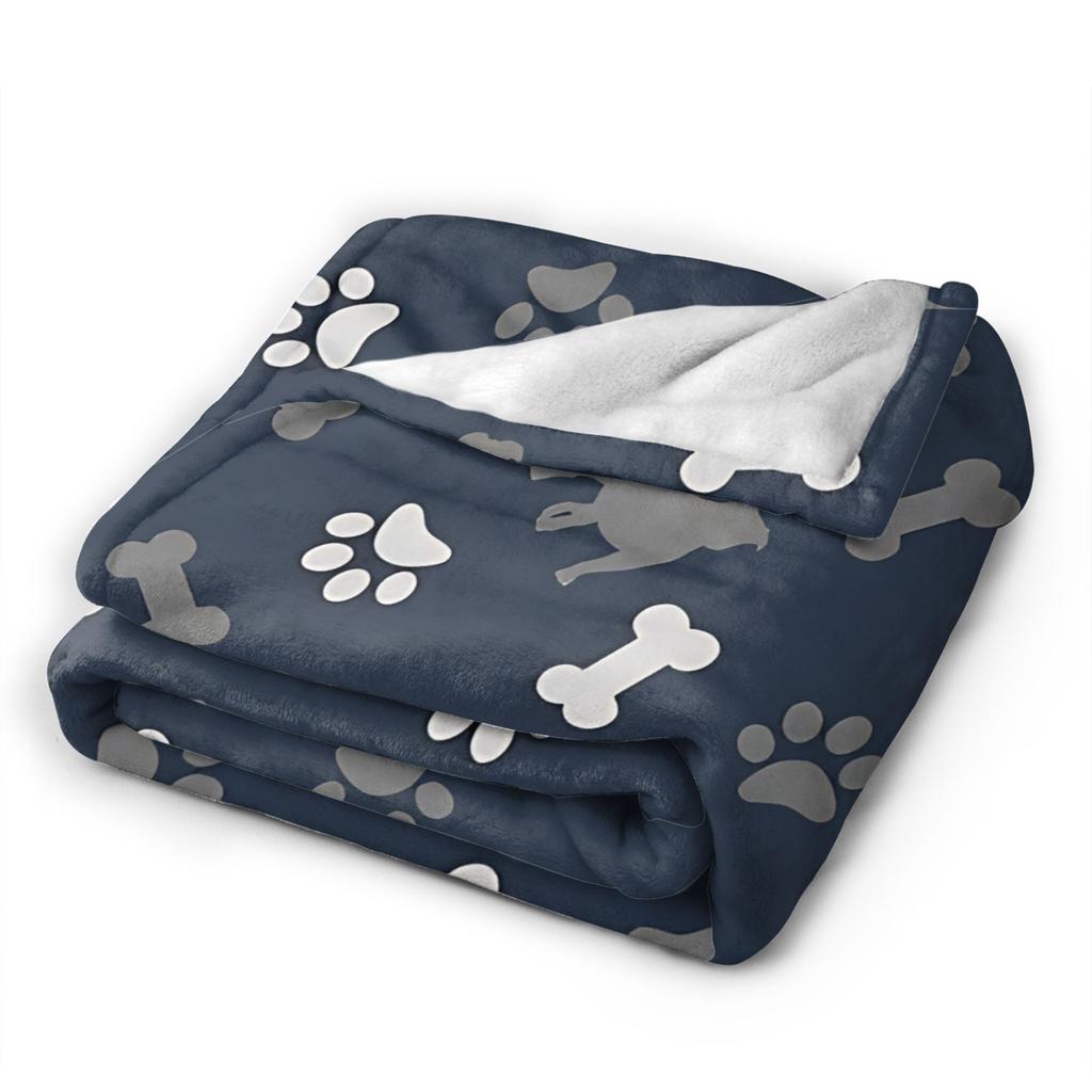 Soft Warm Blankets Girls Boys Picnic Dog Paw Print and Bone Throw Blanket Bedspread For Couch Bed Novelty Sofa Bed Cover