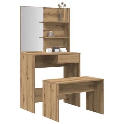 Dressing Table Set Oak Artisan Glued Wood
