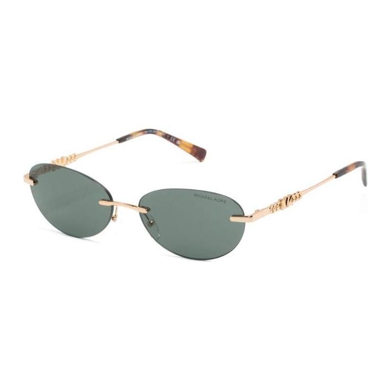 MICHAEL KORS Temple Logo Oval Sunglasses Women s Gold