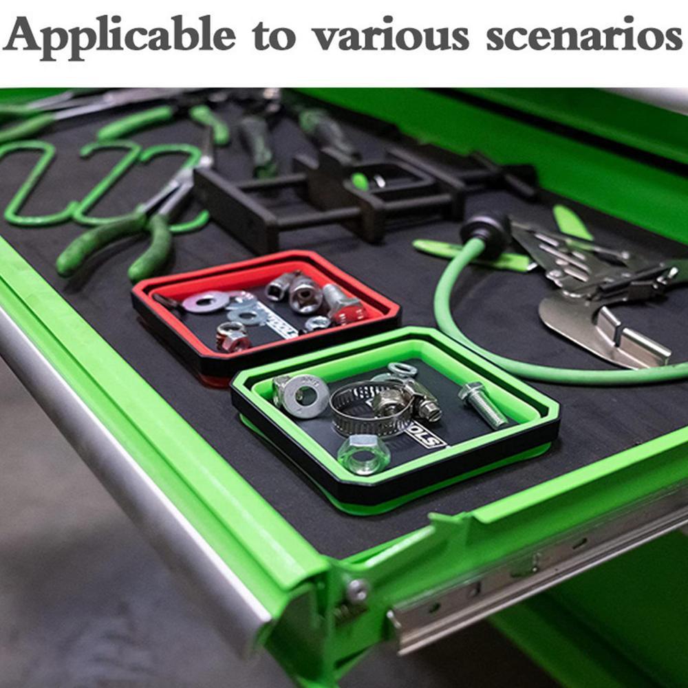 Foldable Silicone Parts Screw Tray,Single-sided Magnetic Silicone Tool Tray Storage Organizer for Screws,Bolts,Nuts,Metal Parts