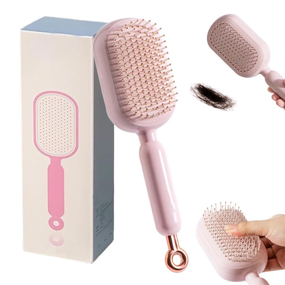 2026 Upgrade Retractable Cushion Massage Comb, Anti Static Self Cleaning Hair Brush for Women and Men, Anti Static Pull Ring Air Cushion Massage Brush