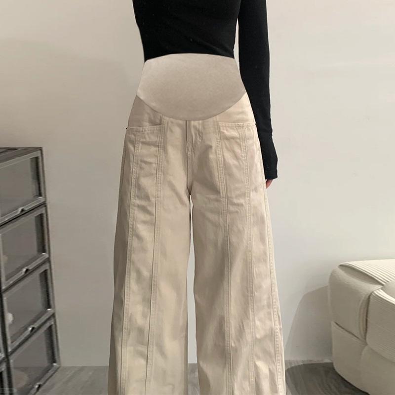 Apricot High-Waisted Maternity Wide-Leg Jeans - Autumn/Winter 2026 Casual Plus Size Extra Large абрикосовый