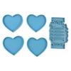 5 peças de molde de resina epóxi em forma de coração de amor para copos, molde de silicone para fundição