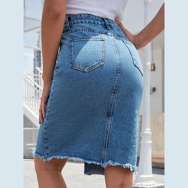 Women High Waist  Package Hip Split Jean Denim Skirt