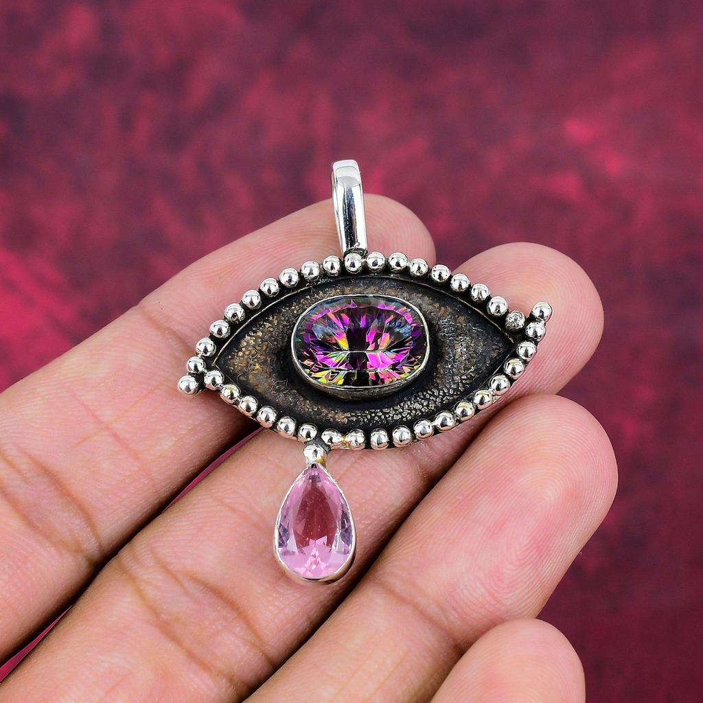 Mystisch, Kunzit-Anhänger, 925 massives Sterlingsilber Edelsteinschmuck, Handgefertigter Anhänger, Für den Gedenktag