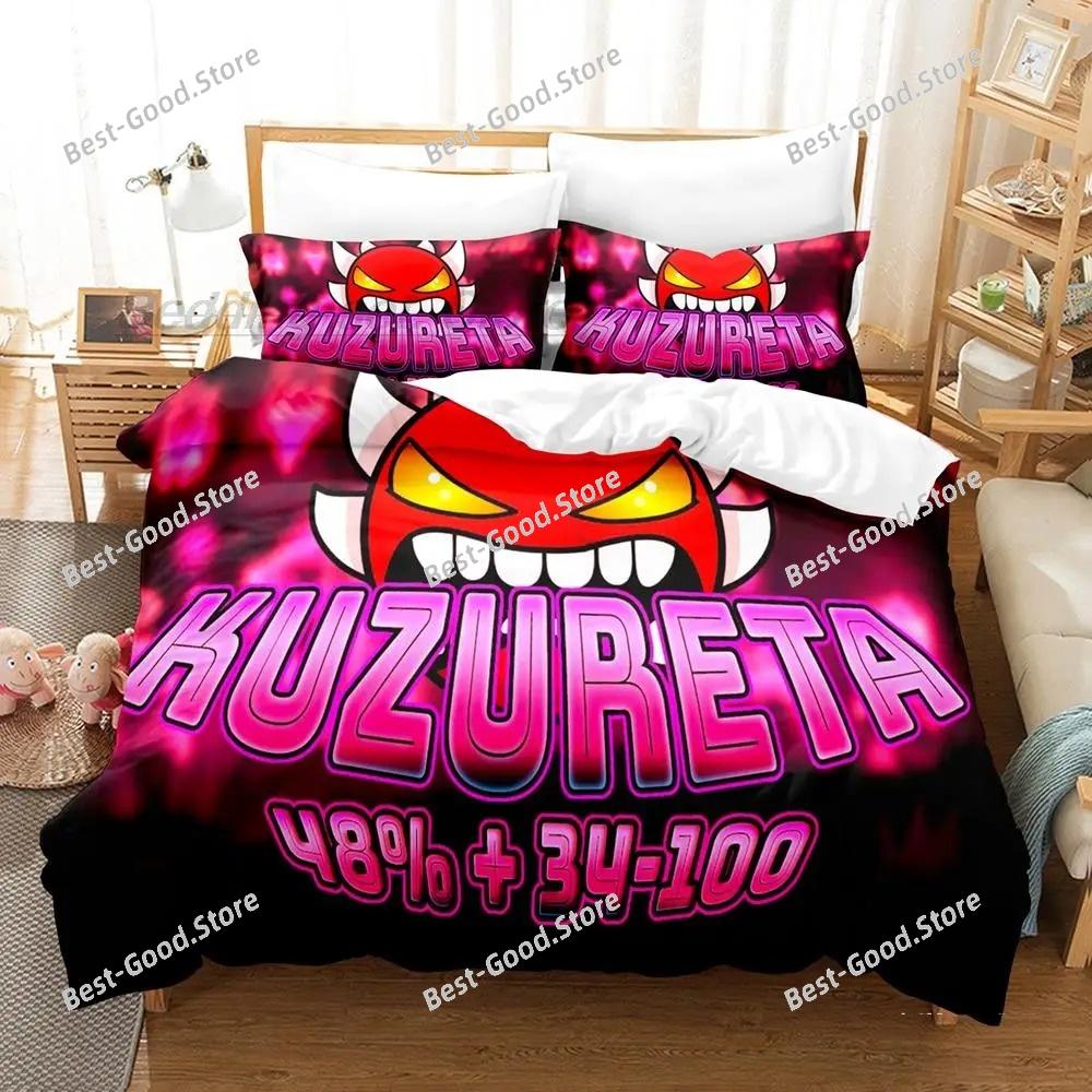 Angry Geometry Dash Bedding Set Single Twin Full Queen King Size Bed Set Aldult Kid Bedroom Duvetcover Sets 3D Print Cartoon