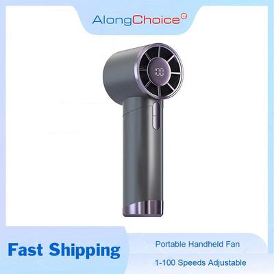 Ventilatore Portatile Manuale 1-100 Velocità Regolabili Turbo Batteria 3000mAh Ventole con Display LED Ricaricabile Raffreddamento Ghiaccio Ventilatore Personale