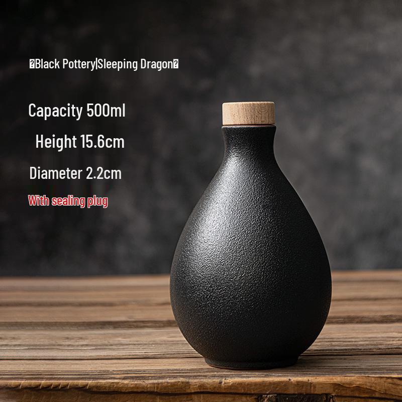 Japanese Style Ceramic Sake Pot and Cup Set - Antique Yellow Wine Decanter and Baijiu Jar for Home Use