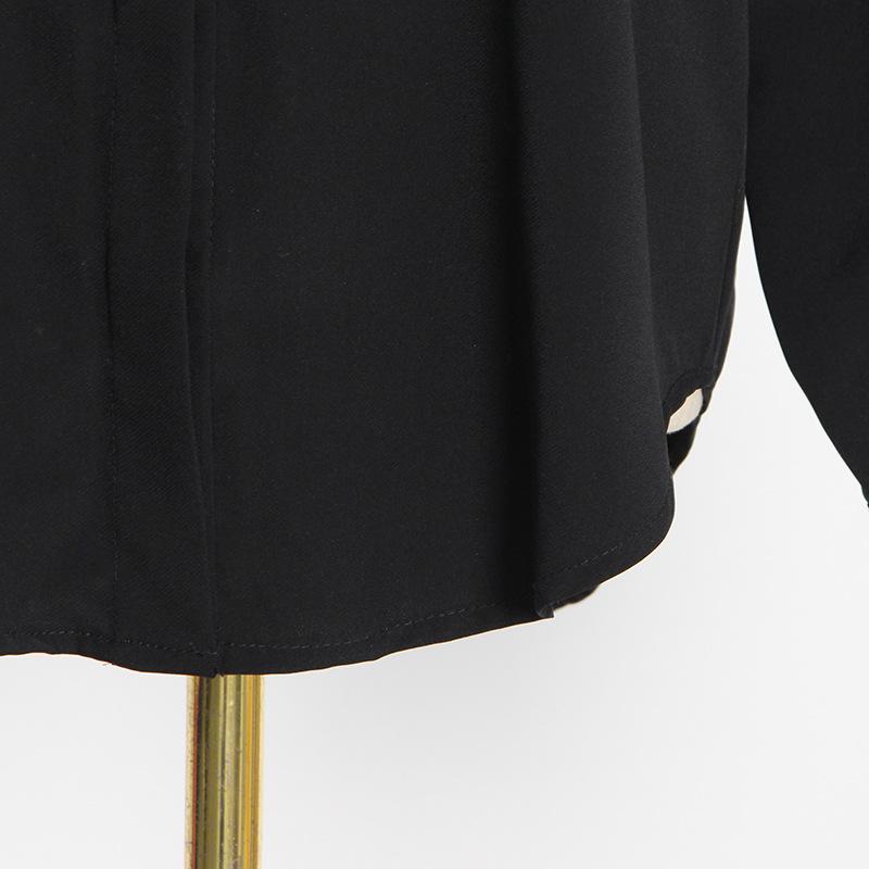 2025 Spring Korean Puff Sleeve Pleated Single-Breasted Loose Commuter Women's Shirt