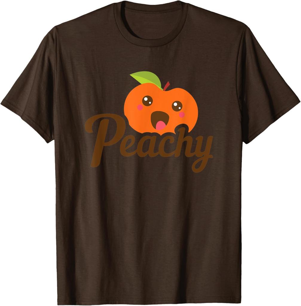 Cute Cartoon Peachy Fruit Graphic TShirt Casual Short Sleeve Round Neck Tee