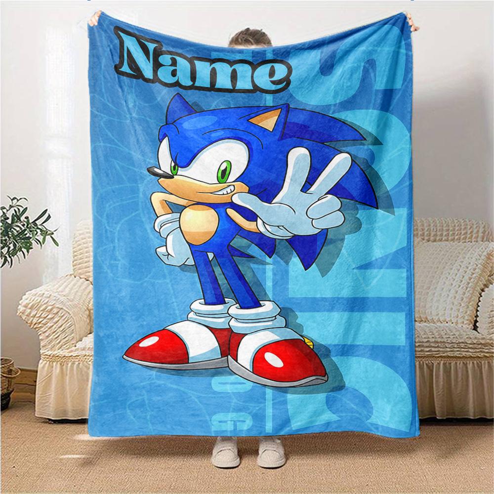 Custom Name Sonic Adventure Blanket for Couch & Bed, Plush Cozy Fuzzy Blanket Super Soft & Warm Blankets for Fall and Winter. 0908205