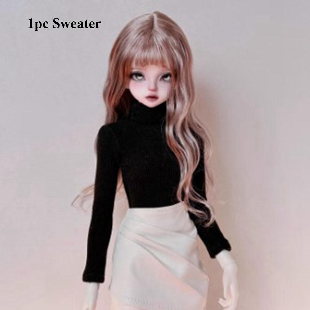 

Cute Mini Doll Knitted Sweater Casual Wear Long Dresses Clothes for 1/4 BJD 45cm Dolls Black Sweater