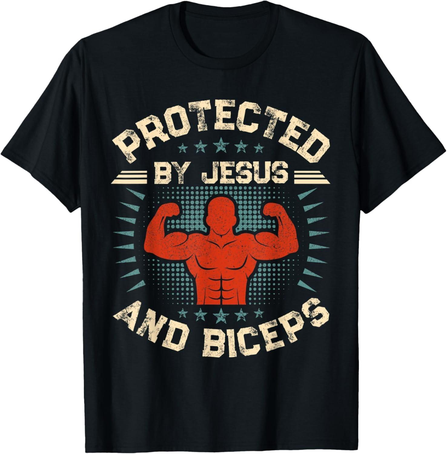 Protected by Jesus | Christian Protection Bodybuilding T-Shirt S разноцветный