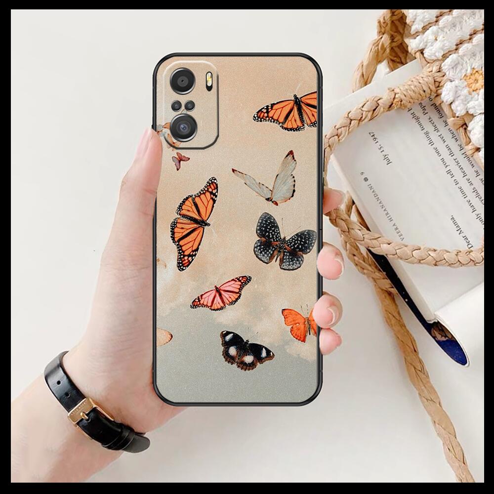 Schöne Schmetterlingsmuster Handyhülle für xiaomi redmi 11 Lite pro Ultra 10 9 8 MIX 4 FOLD 10T Schwarze Hülle Silikon Rückseite Hübsch