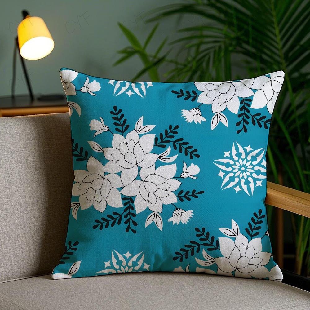 Indonesia B-Batik Design Pillow Case Anti-Dustmite Pillowcase Invisible Zipper Silky Short Plush Sofa Cushion Cover