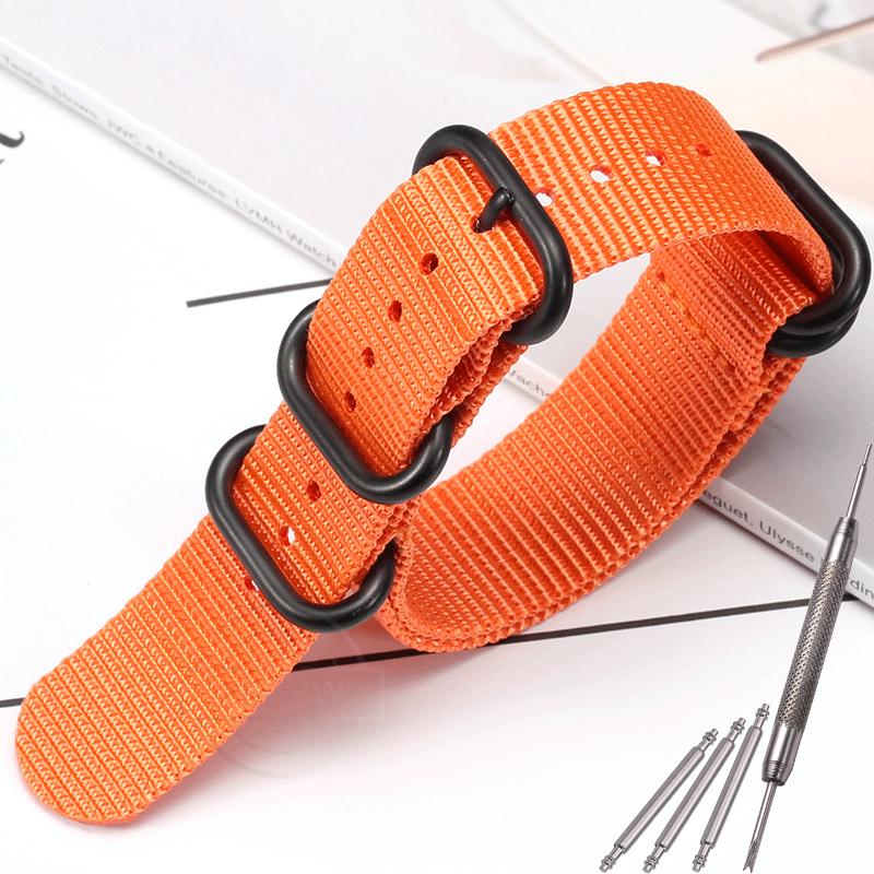 Nylon Strap 18mm 20mm 22mm 24mm Five-Ring Premium Weave Men Women Watch Band Bracelet Heavy Duty Stainless Steel Buckle