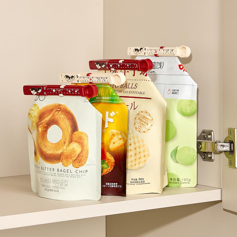 6Pcs Cartoon Snack Sealing Clip With Date Scale Sealer Portable Food Sealing Clip Plastic Snack Clip Seasoning Bag Sealing Clip