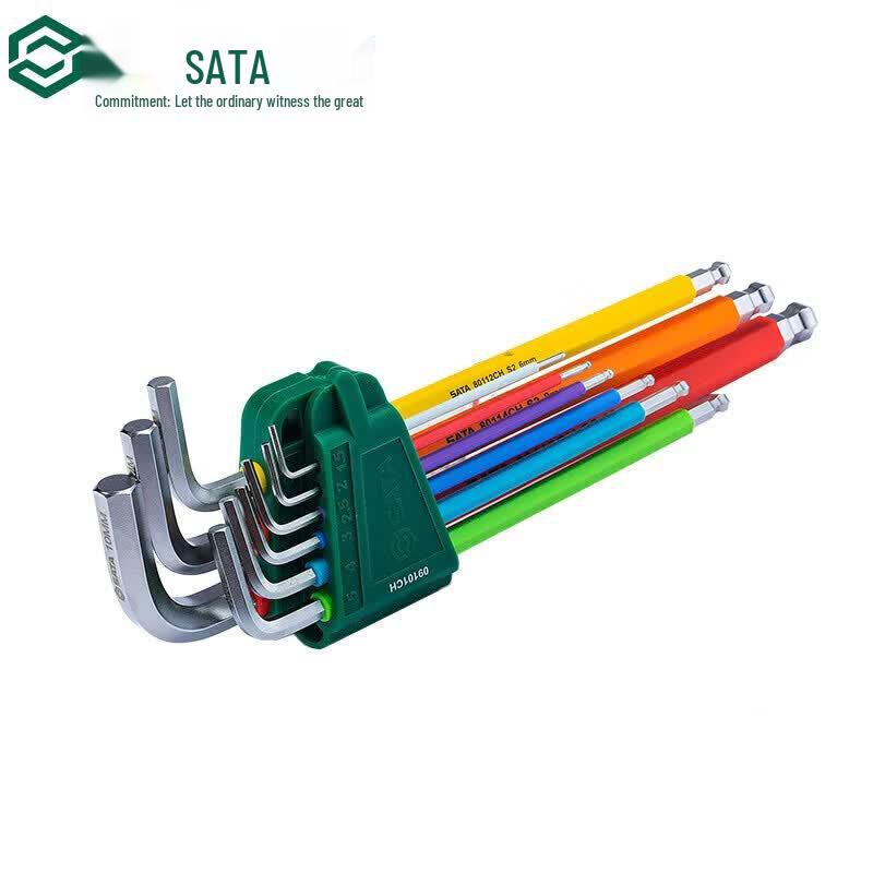 SATA Rainbow Series 9-Piece Extra Long Ball End Hex Key Set