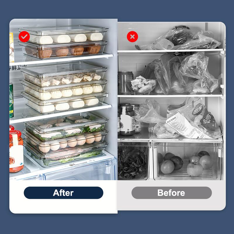 Dumpling Storage Box Single-Layer Transparent Refrigerator Dumpling Fresh Keeping Container Home Kitchen Food Sealed Storage Box