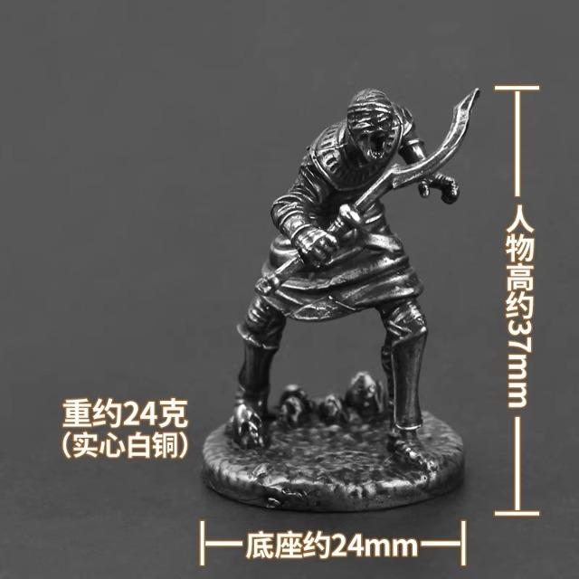 Vintage Egyptian Mummy Warrior Handmade Cupronickel Soldier Figurine for Tabletop Game, Car Decor, Collectible Gift for Men