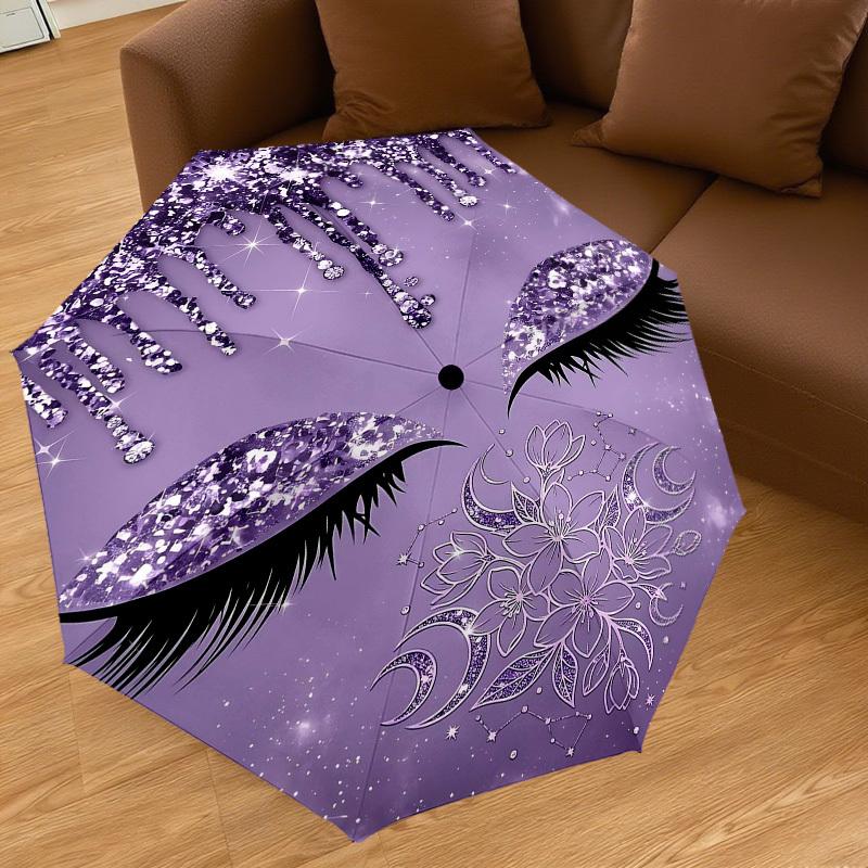 1PC Eyes Glitter Umbrella-8-Rib Reinforced Portable Folding Travel Suitable for All Seasons Outdoor Daily Use Is an Ideal Choice -K0356