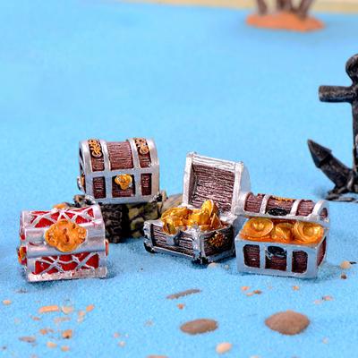 4pcs Treasure Chest Box Fish Tank Aquarium Decoration Cartoon Treasure Box Mini Resin Underwater Ornaments Aquarium Ornaments