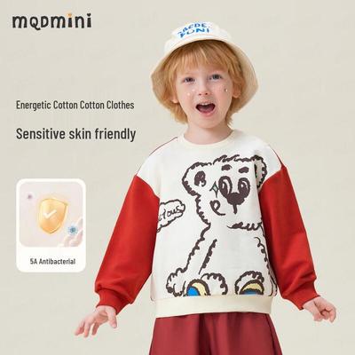 MQDMINI Boys' 5A Antibacterial Color Block Cartoon Sweatshirt