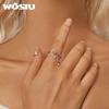 WOSTU 925 Sterling Silver Star and Moon Link Ring With Nano Opal For Women's Engagement & Proposal Parties Fine Jewelry Gifts