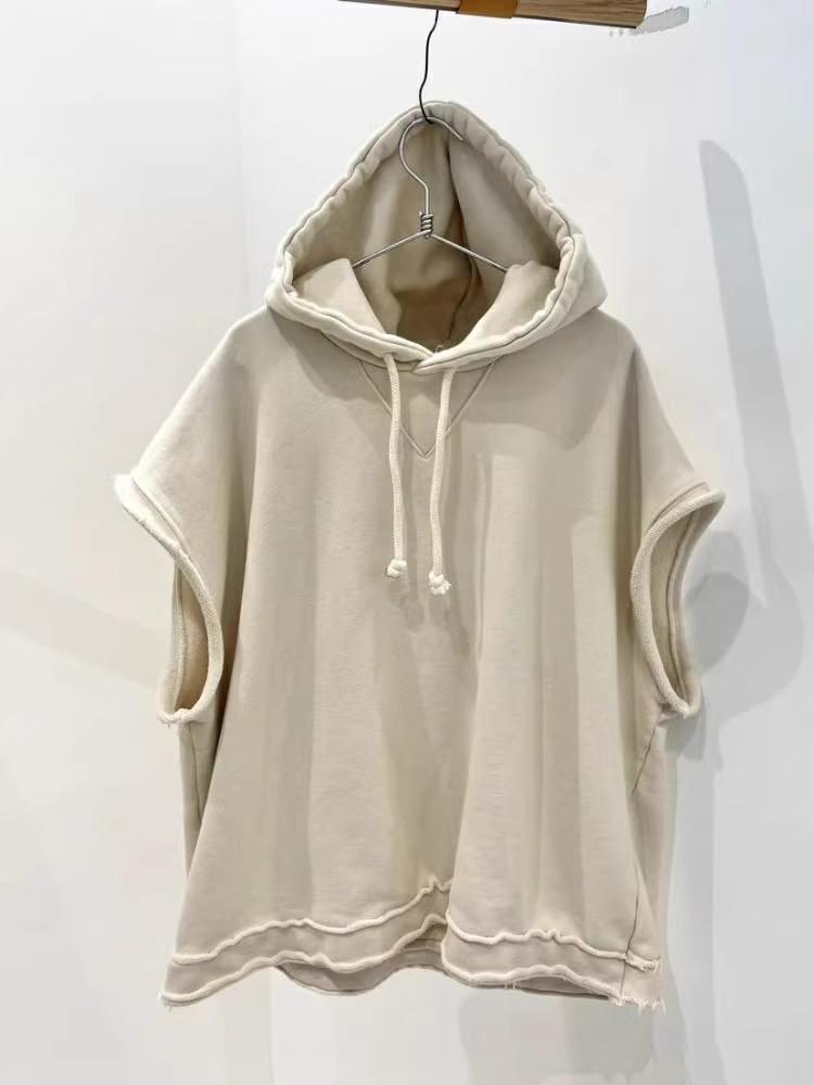 

Women s Trendy Solid Color Sleeveless Hooded Vest L грязно-белый