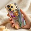 Glossy Metallic Flower Electroplated Golden Phone Case For iPhone 17 16 15 14 13 12 11 Pro Max Plus 16E 17Air 7 8 X Glass Cover