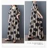 Thin Cotton and Linen Black Flower Robe Dress, Loose Long Skirt for Women