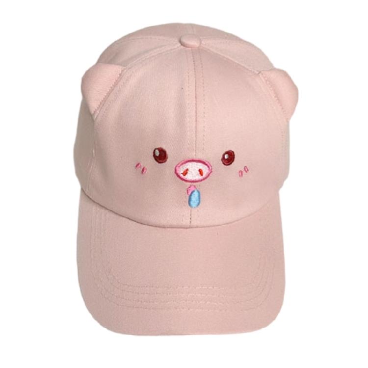 Summer Breathable Unisex Caps Embroidered Pig Design Adjustable Design For Different Ages Outdoor Sports And Vacation