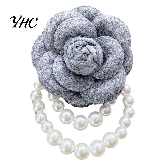 Elegant Flower Brooch Cloth Rose Vintage High Gloss Faux Pearl Chain Hat Shawl Scarf Bag Clothes Collar Women Girls Lapel Pin Fashion Accessories