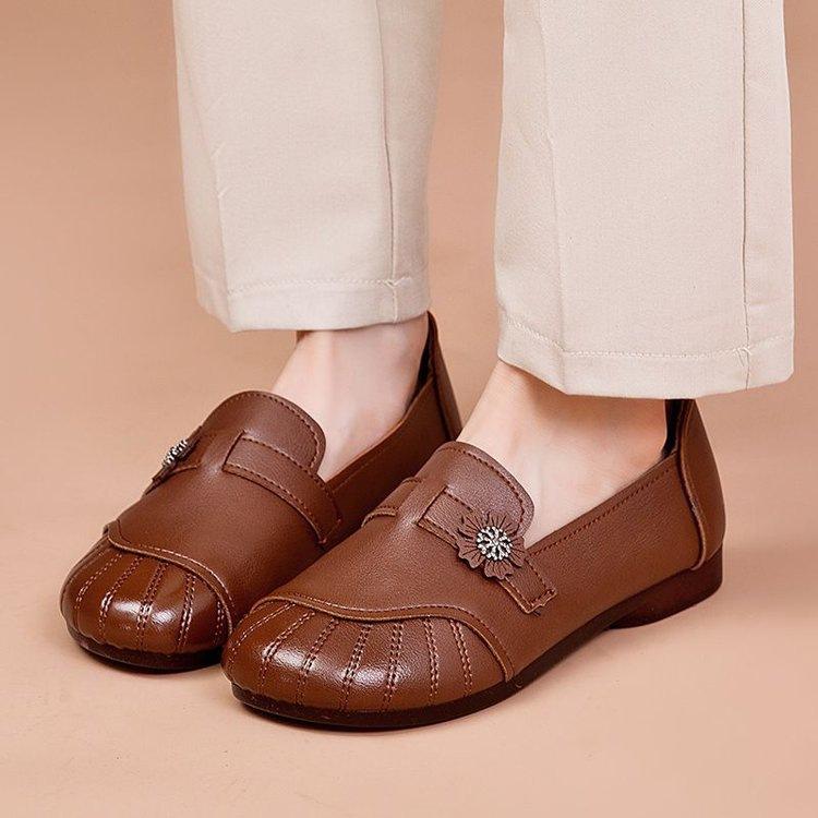 Dopamine Foreign Style Mother Shoes Soft Sole Comfortable Grandmother Shoes Middle-aged and Elderly One-pedal Single Shoes 2025 Round Head Single Shoe