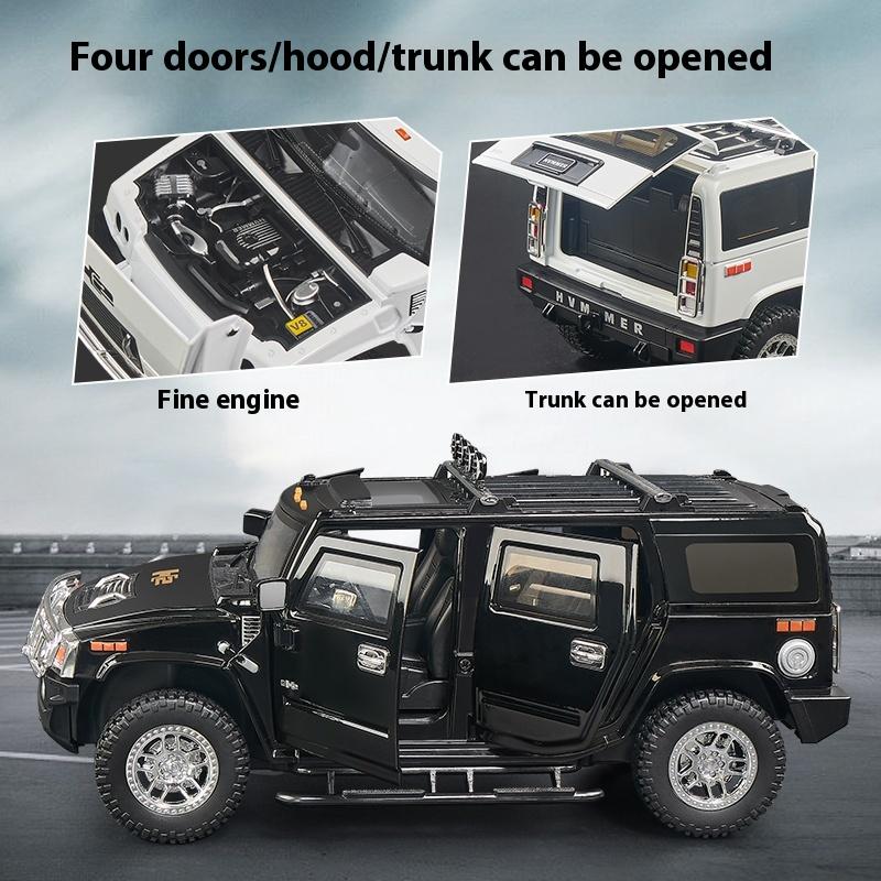 1/18 HUMMER H2 Highway 61 Off Road SUV Alloy Metal Diecast Model Car Home Trendy Desktop Display Ornament Birthday Gifts Present