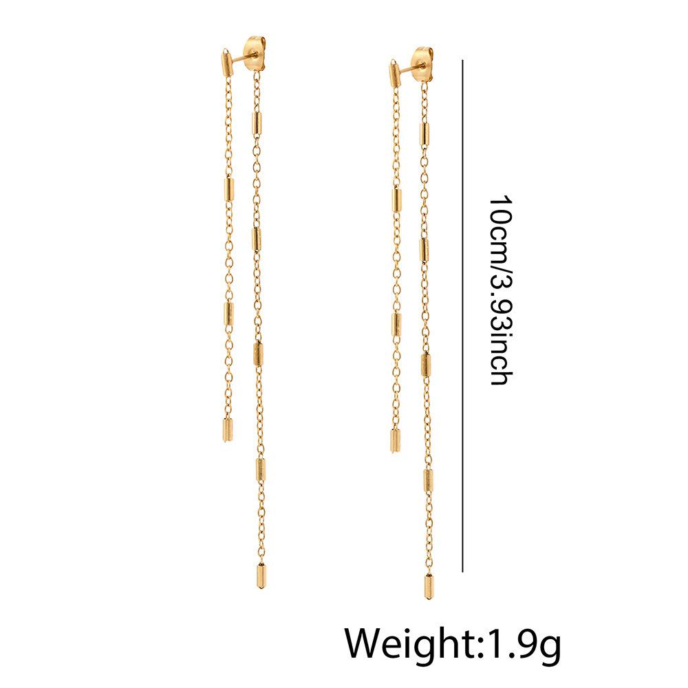 European and American Ins Geometric Long Fringed Earrings Stainless Steel Fashion Temperament Earrings Women's Daily Jewelry
