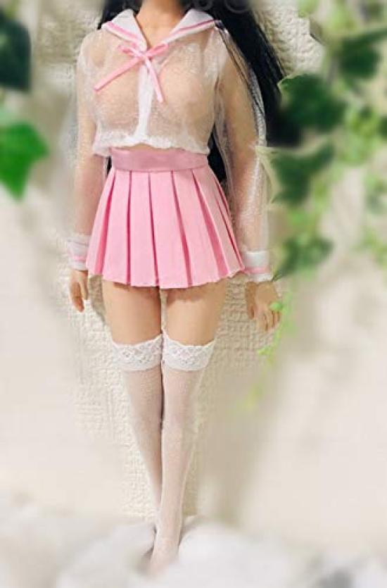 Figure Pink Style High School Girl Transparent JK Sailor Uniform and Socks Set and Head Not [TOYBARJAPAN] 1/6 Accessories/innocent (body Included)