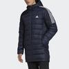 Adidas Colorblock Three-Stripe Sports Warm Jacket Long Sleeve Down Coat Men Outerwear Dark-Blue GH4605