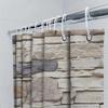 Stone Wall Print Shower Curtain Waterproof Bathroom Decor Waterproof Fabric Decorative Bath Mat Set Home Decor (White)