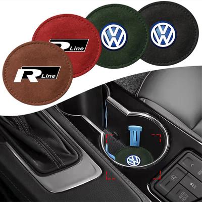 W132pcs Car Coaster Water Cup Pad Non-slip Mat for Volkswagen VW RLine Passat Scirocco Touareg Tiguan T-ROC Golf Sharan Polo Jetta BIUW1