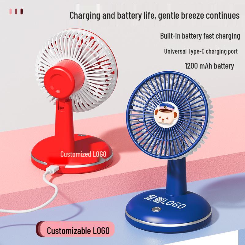 USB Rechargeable Cartoon Desktop Fan – Portable for Dorms & Offices, Ideal Gift