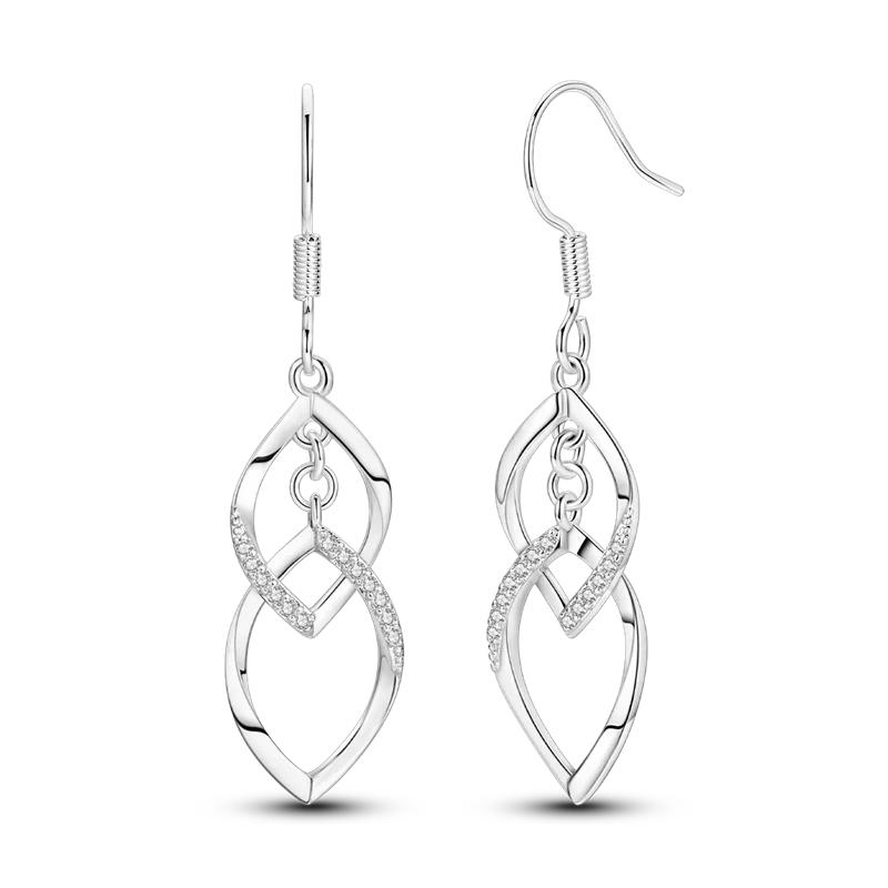925 Silver Love Feather Moon Star Heart Earrings Fit Original Charms Hoop for Women Girls Stud Earring Jewelry Gifts